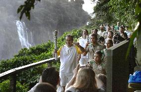 Olympic torch arrives at Iguazu Falls