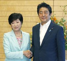 PM Abe meets with Tokyo Gov. Koike