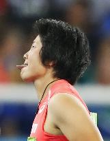 Olympic scenes: Javelin thrower sticks out tongue