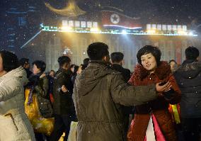 N. Korea celebrates rocket launch with dance party, fireworks