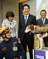High-tech rescue dog shown to Prime Minister Abe