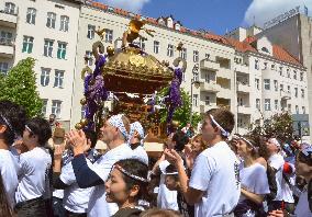 "Mikoshi" carried during cultural festival in Berlin
