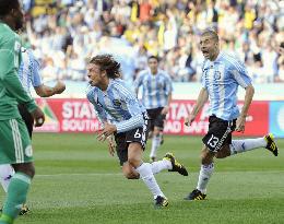 Argentina scores against Nigeria at World Cup