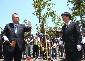 Japan's ex-PM Mori plants cherry tree