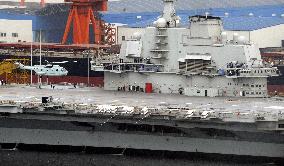 Chinese aircraft carrier at Dalian port