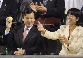 Crown Prince Naruhito watches Toray Pan Pacific Open tennis