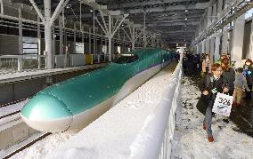 Reporters test-ride new Hokkaido Shinkansen bullet train