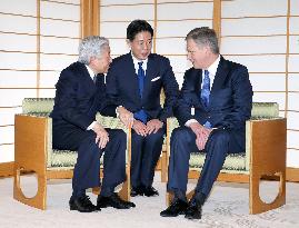 Finland Pres. Niinisto meets with Japan Emperor Akihito