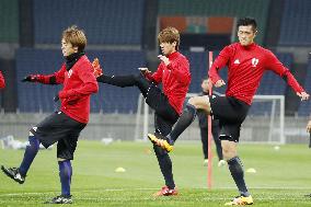 Japan players train ahead of World Cup qualifier vs. Saudi Arabia