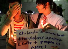 LGBT support group holds vigil in Tokyo for Florida shooting victims