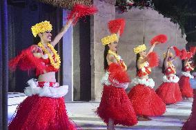 Hula debutantes at Hawaii-themed park in Japan