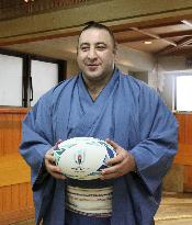 Georgian wrestler promotes rugby match with Japan