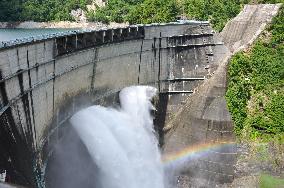 Annual water discharge begins at Kurobe Dam