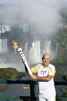 Olympic torch arrives at Iguazu Falls