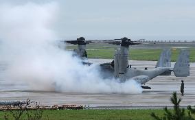 Troubled Osprey remains at Oita airport