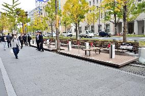 Parklet installed on Osaka's main street