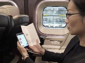 Smartphone-based meal order inside shinkansen train