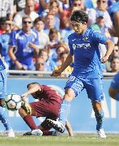 Soccer: Shibasaki's stunning volley nets opener in loss to Barca