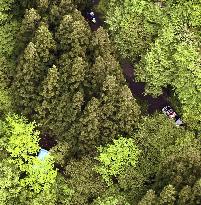 Minibus slides down mountain slope in Japan