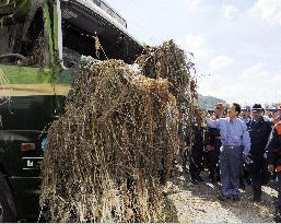 Kan visits Gifu Pref. to inspect damage caused by heavy rain