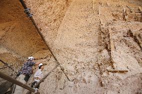 Reinforcement work at Bamiyan Cave