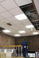 Ceiling panels fall as powerful quake strikes Hokkaido