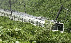 Train derailed following landslide in western Tokyo