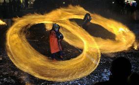 Fire dance ritual in Akita Pref.