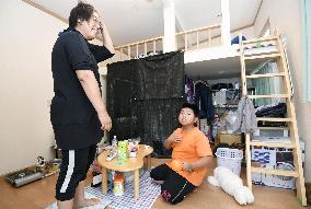 Trailer houses used as shelter for evacuees from quakes