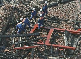 Aftermath of fire at Shuri Castle in Okinawa