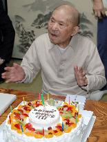 111-year-old Tanabe celebrates on Respect-for-the-Aged Day