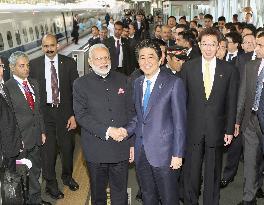 India PM visits Kobe to inspect bullet train plant