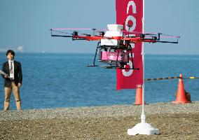 Demonstration of home delivery service using drone