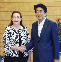 Abe meets next U.N. General Assembly president Espinosa