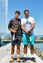 Nishikori, Wawrinka appear at event held near Geneva Open venue