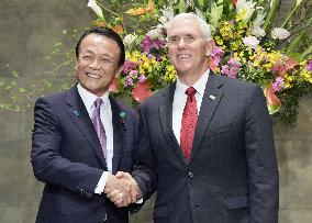 Aso, Pence likely to be at odds over U.S. calls for Japan-U.S. FTA