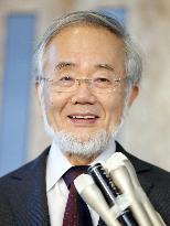 Nobel laureate Ohsumi meets with reporters