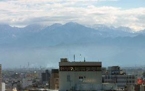 Tateyama Mountain Range capped with snow