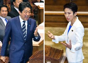 Abe, Renho face off in 1st debate since Democratic Party shakeup