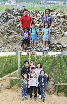 Families in tsunami-hit town then and now
