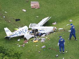 Small aircraft crashes into golf course in Hyogo