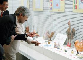 Prince Akishino shows off collection of chicken artworks
