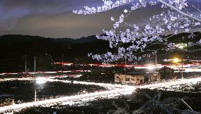 Night view in tsunami-hit Minamisanriku