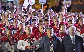 Russian delegation arrives at athletes village