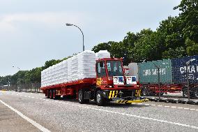 Driverless truck begins goods delivery at Singapore plant