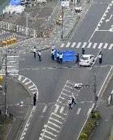 Site of car collision that left 2 children dead in Japan