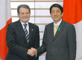 Abe, Prodi agree further cooperation on security, Afghans, summi