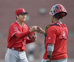 Baseball: Angels' Ohtani and Maldonado