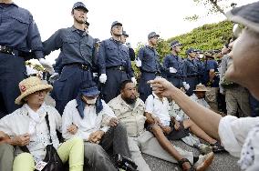 Construction of U.S. helipads resumes in Okinawa amid protests