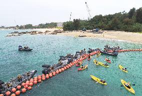 Japan begins seawall work for controversial U.S. base in Okinawa